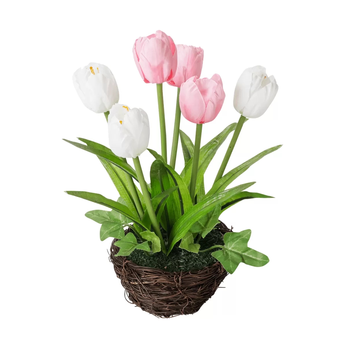 DecoWoerner Tulipes Artificielles En Corbeille , 20 Cm