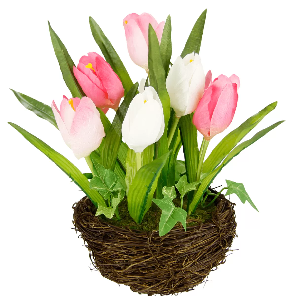DecoWoerner Tulipes Artificielles En Corbeille 25 Cm