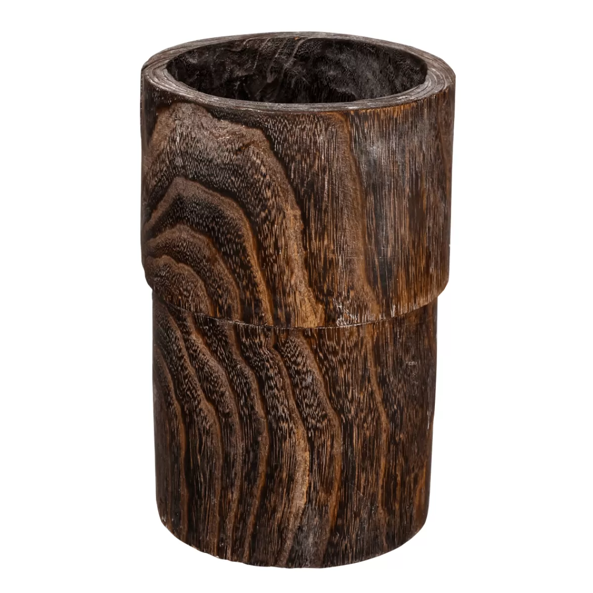 DecoWoerner Vase En Bois 28,50 Cm Brun Foncé