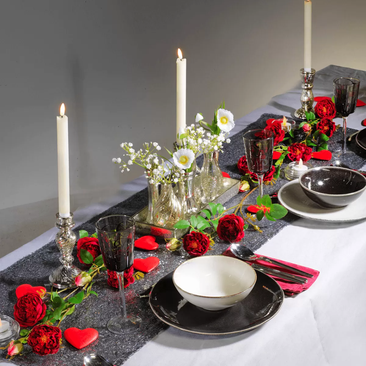 DecoWoerner Vases En Pour Décoration De Table Avec Plateau, 8 Pièces