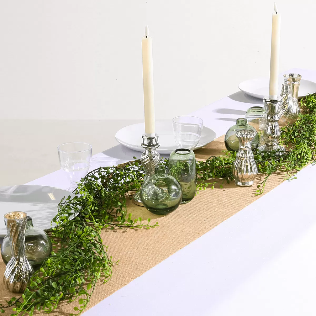 DecoWoerner Vases En Pour Décoration De Table Avec Plateau, 8 Pièces