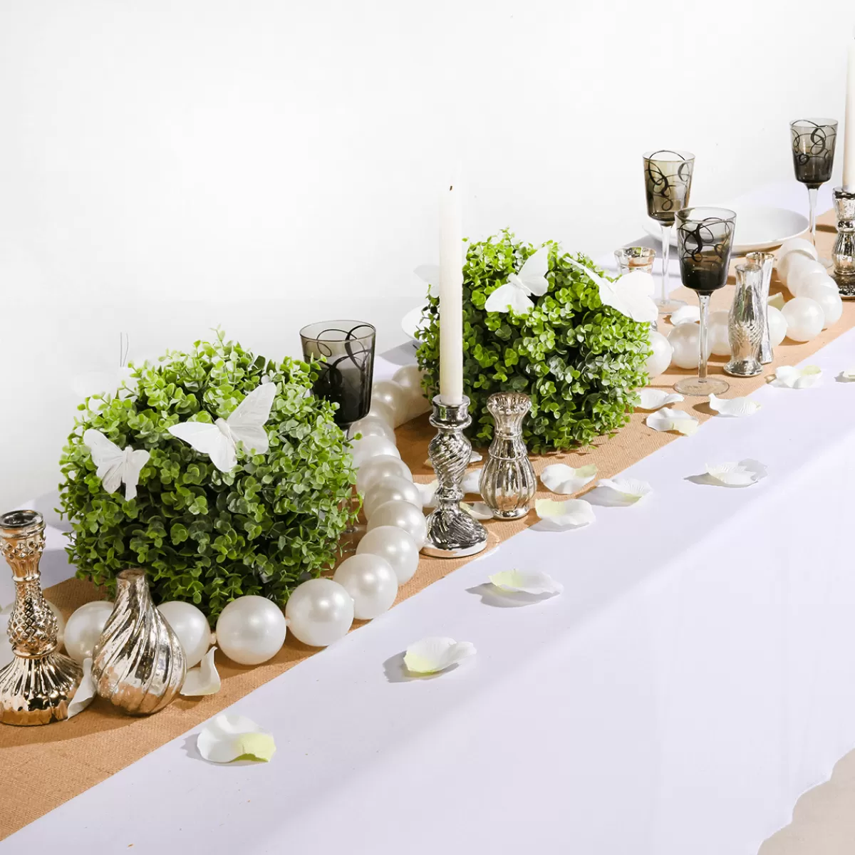 DecoWoerner Vases En Pour Décoration De Table Avec Plateau, 8 Pièces