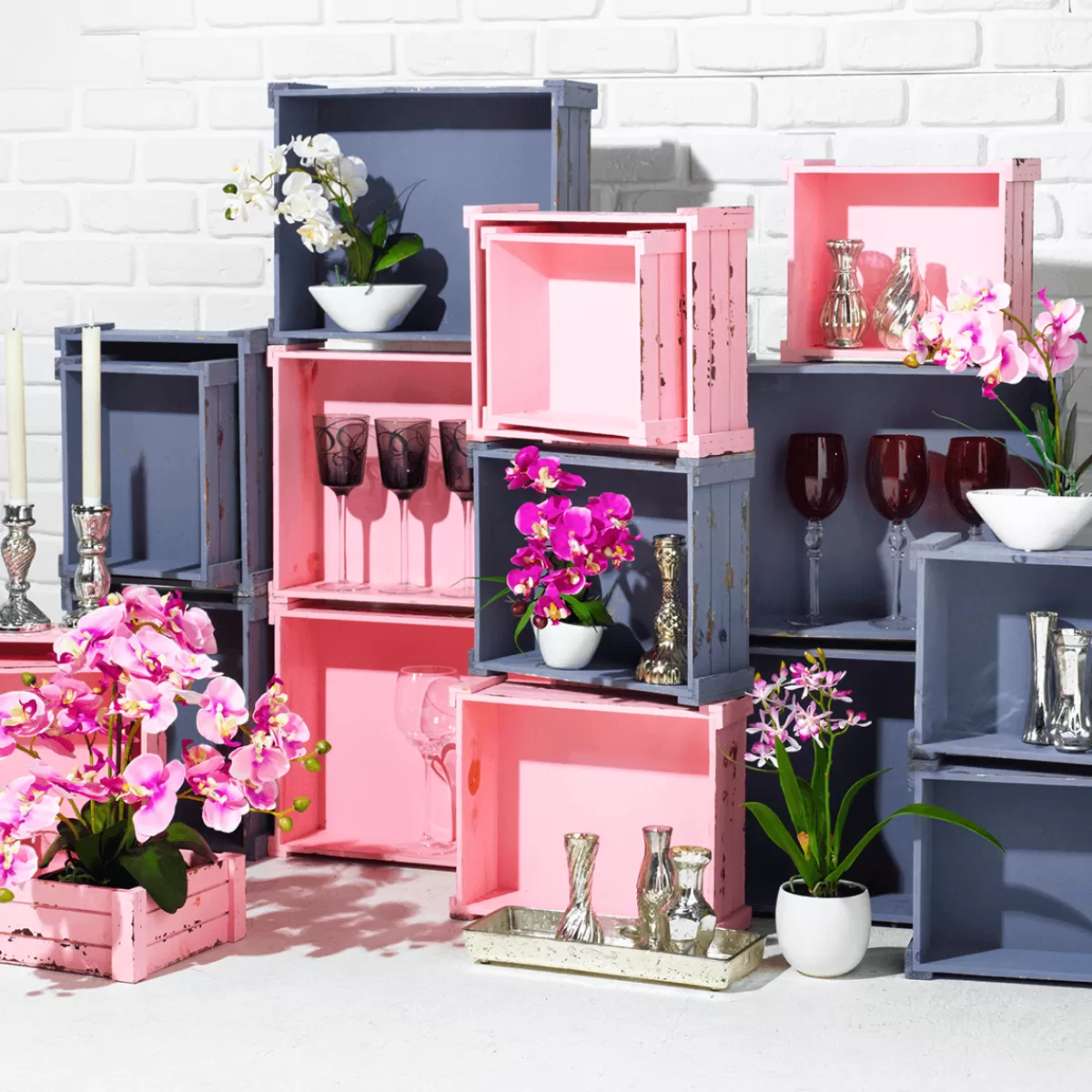 DecoWoerner Vases En Pour Décoration De Table Avec Plateau, 8 Pièces