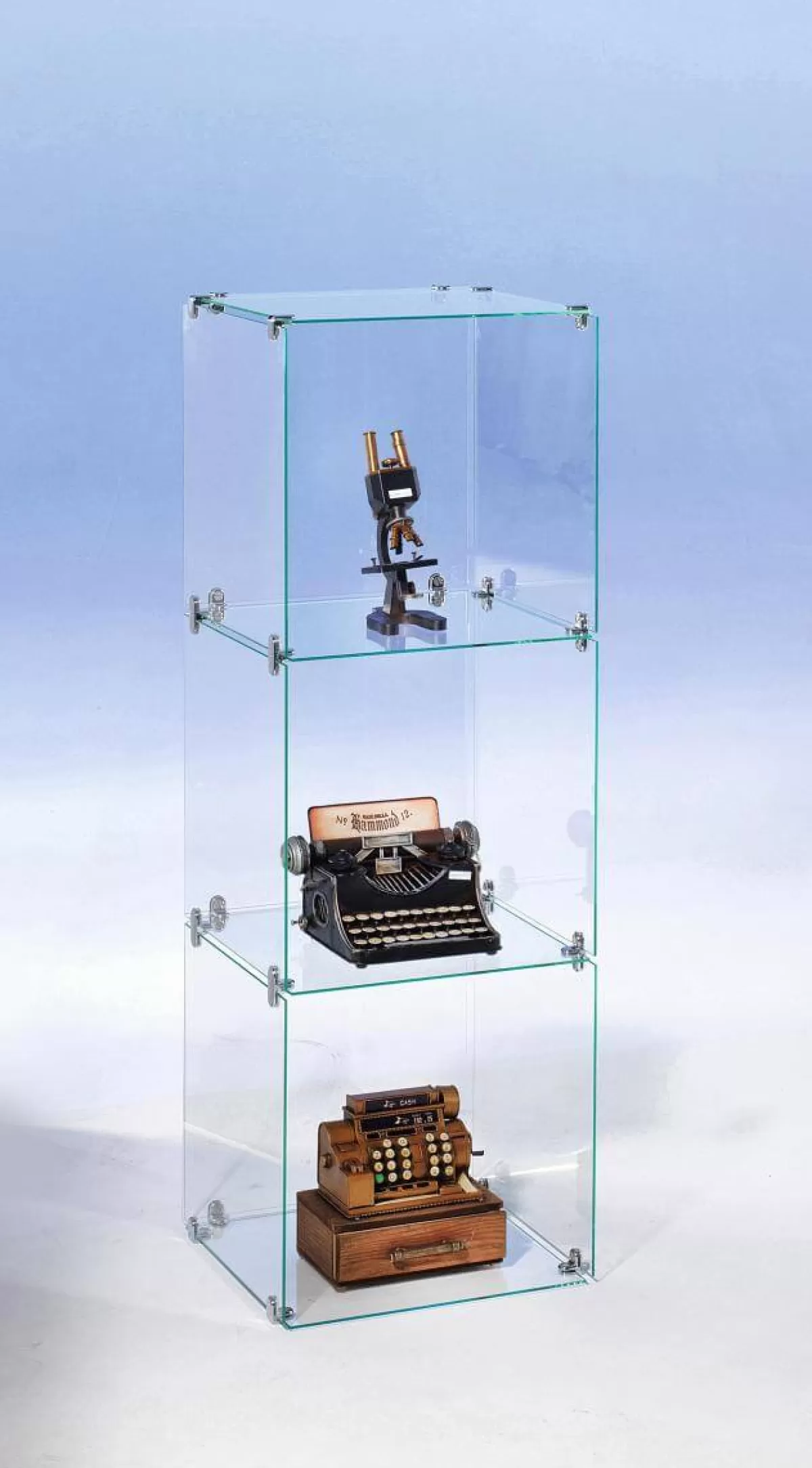 DecoWoerner Vitrine En Verre Cube à Monter Soi-même, Avec Panneaux Arrière, Haut. 124 Cm