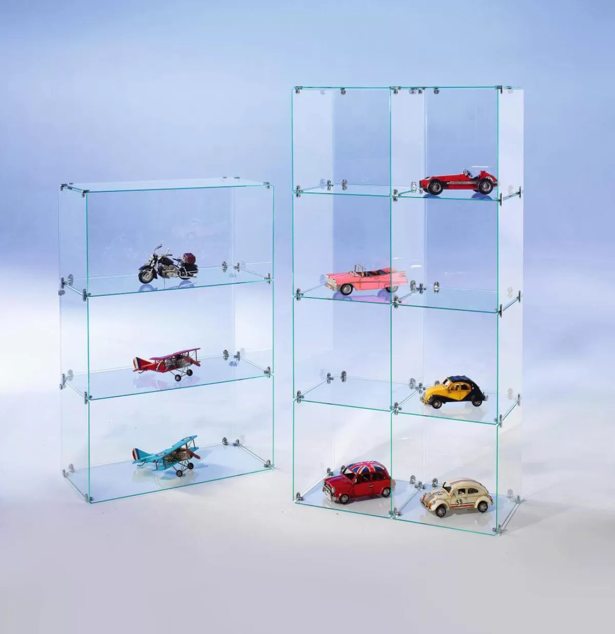 DecoWoerner Vitrine En Verre Cube à Monter Soi-même, Avec Panneaux Arrières Haut. 165 Cm